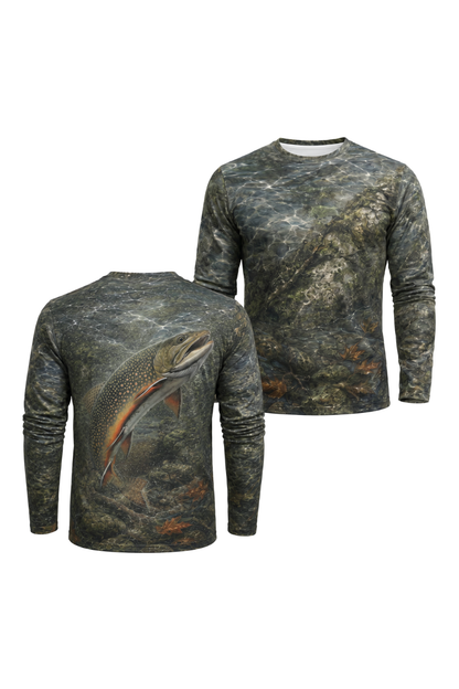 Performance Fishing Long Sleeve -  Northeast Ember Brook- AOF80 two shirts front artwork