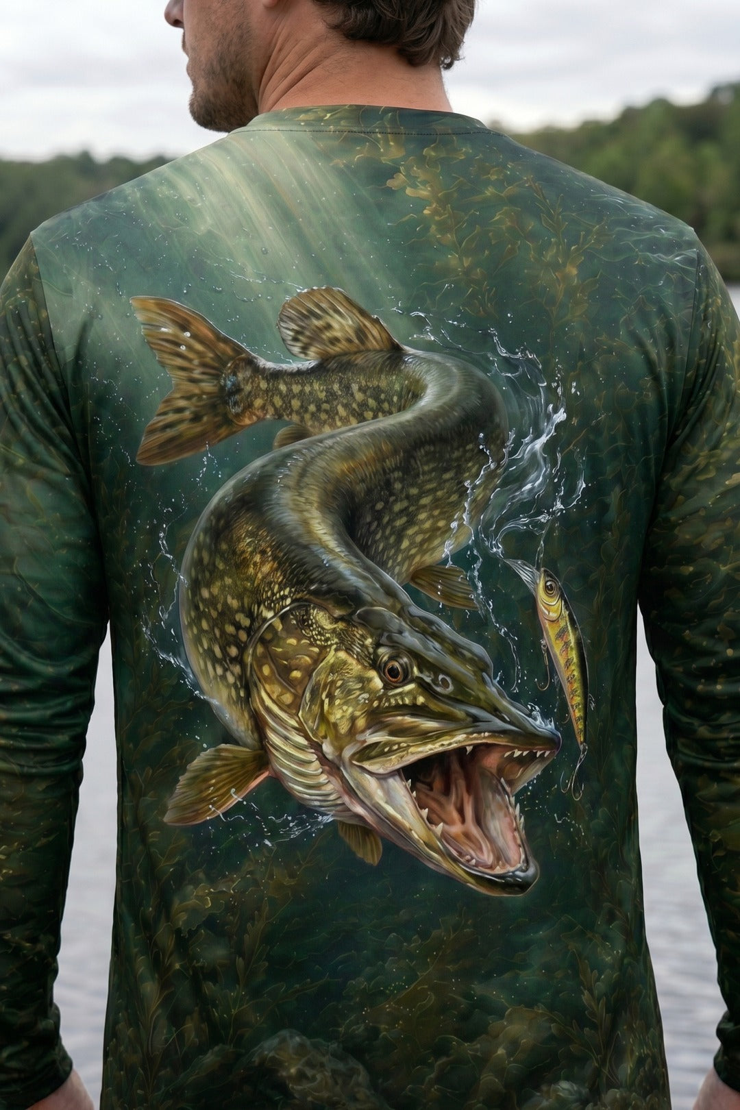 Performance Fishing Long Sleeve - Northern Pike Weedbed Ambush - AOF97 lifestyle artwork zoom