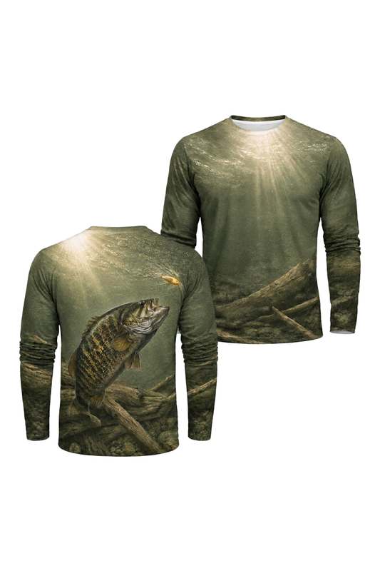 Performance Fishing Long Sleeve - Olive Timber Bass - AOF142 image 1