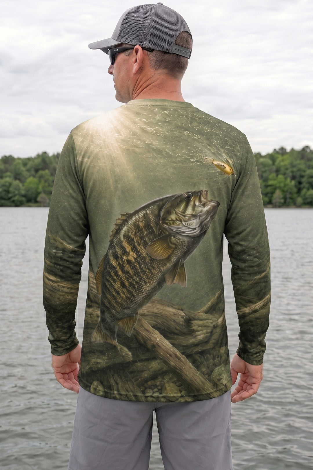 Performance Fishing Long Sleeve - Olive Timber Bass - AOF142 image 2