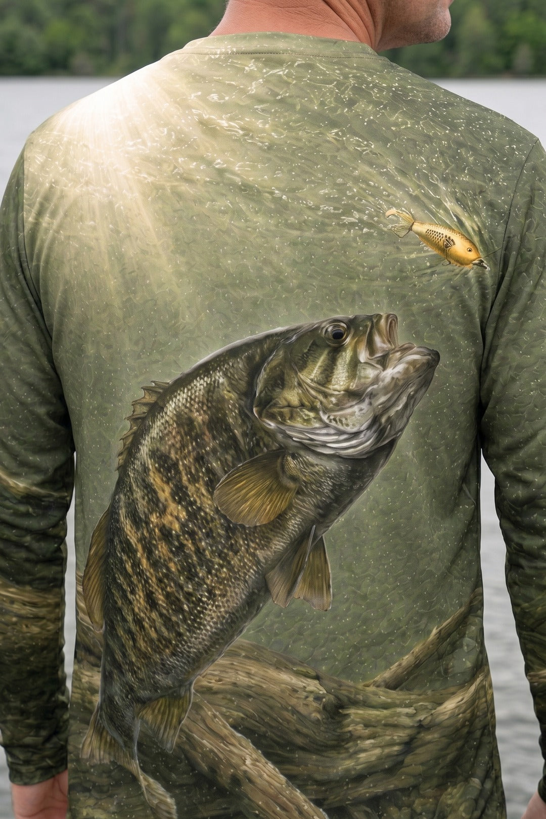 Performance Fishing Long Sleeve - Olive Timber Bass - AOF142 image 4