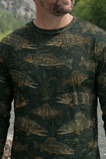 Performance Fishing Long Sleeve - Ornate Pike Pattern - RP03 lifestyle artwork zoom