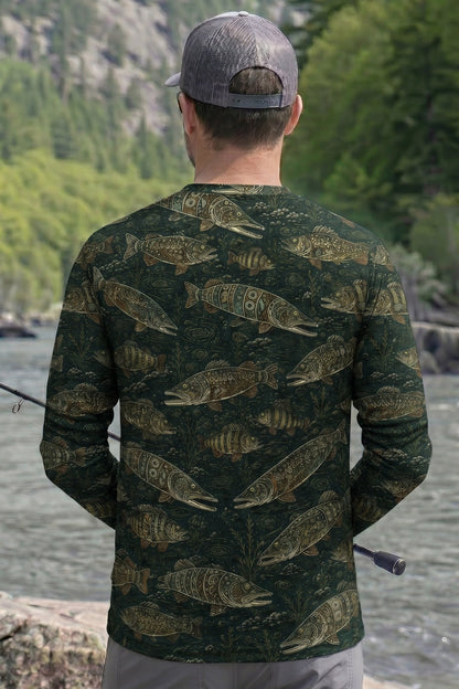 Performance Fishing Long Sleeve - Ornate Pike Pattern - RP03 lifestyle opposite side
