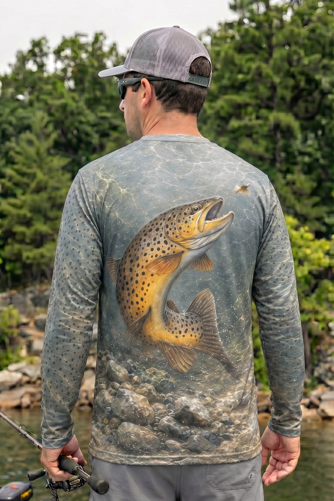 Performance Fishing Long Sleeve - Ozark Current Crown Brown - AOF81 lifestyle artwork side
