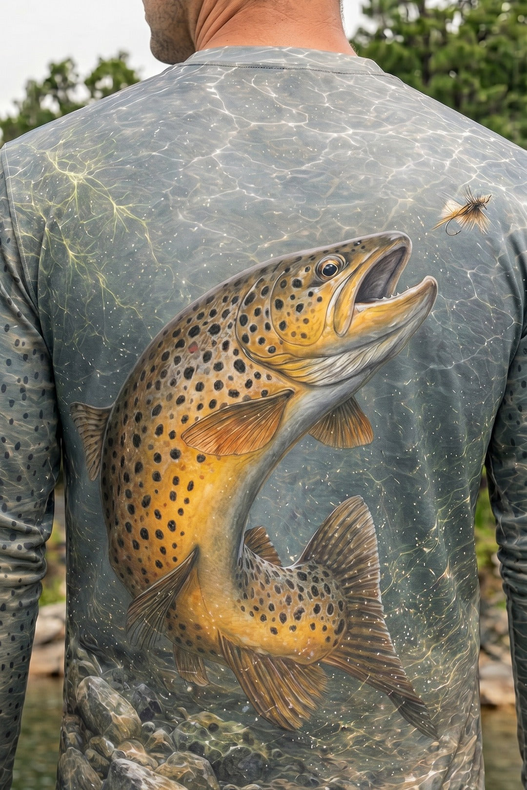 Performance Fishing Long Sleeve - Ozark Current Crown Brown - AOF81 lifestyle artwork zoom