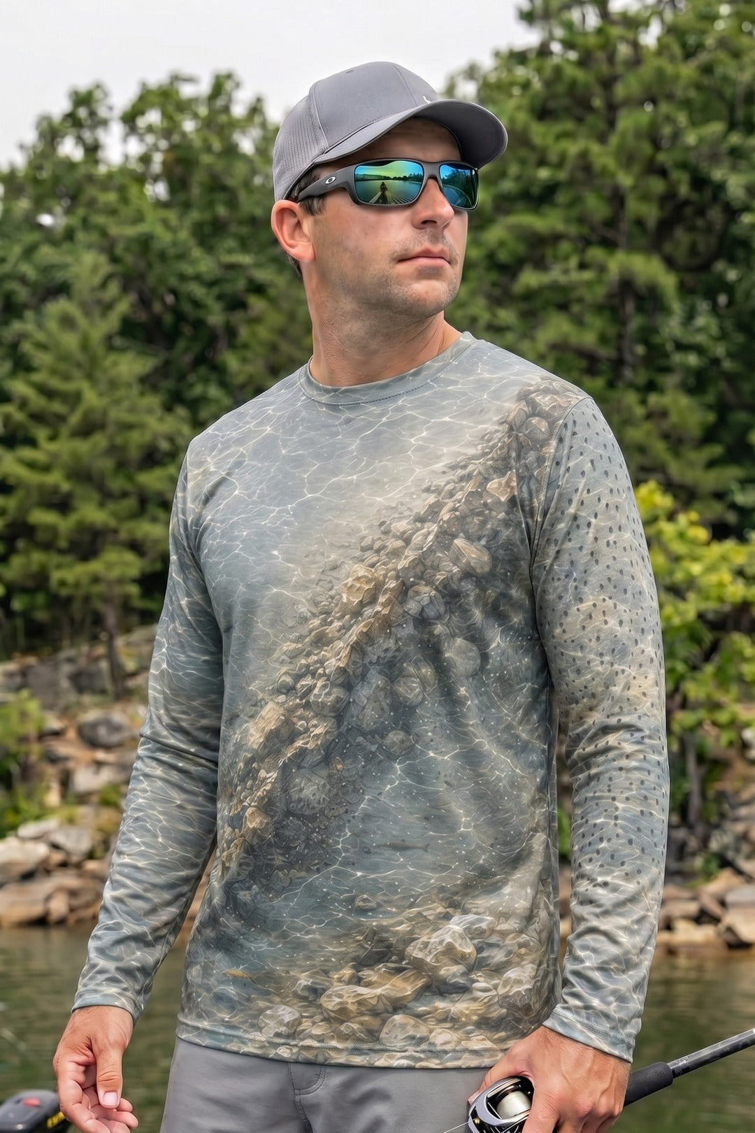 Performance Fishing Long Sleeve - Ozark Current Crown Brown - AOF81 lifestyle opposite side