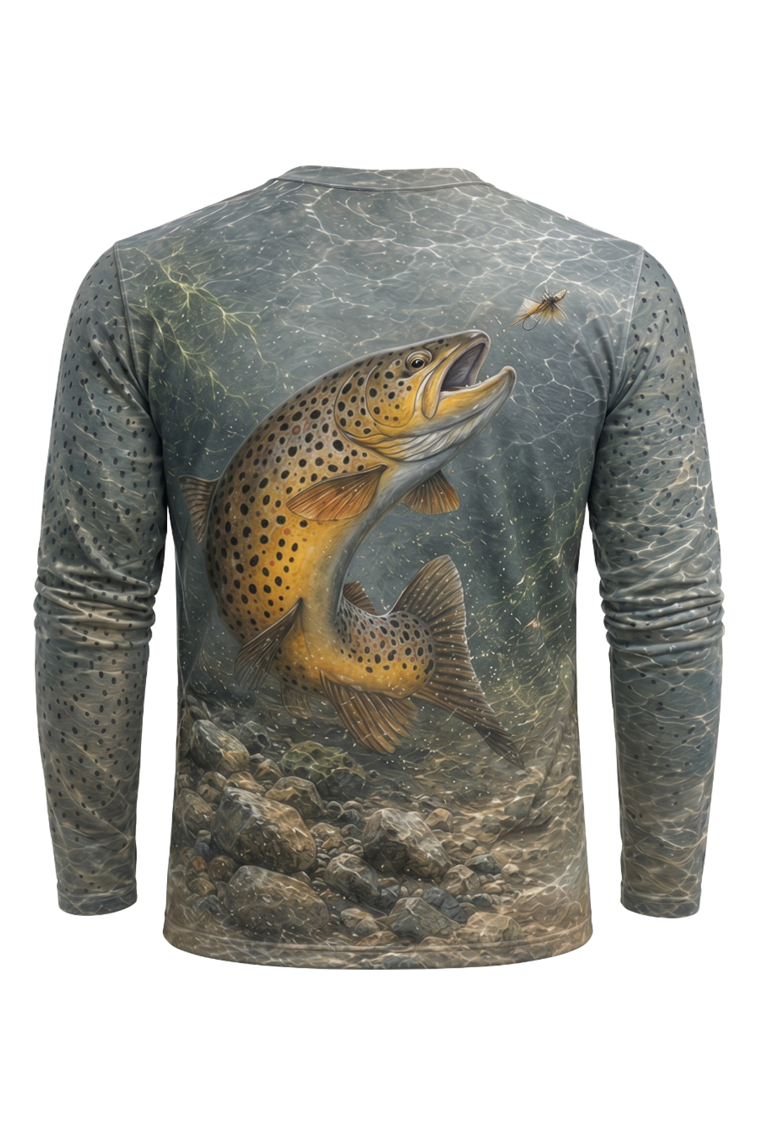 Performance Fishing Long Sleeve - Ozark Current Crown Brown - AOF81 mockup artwork side