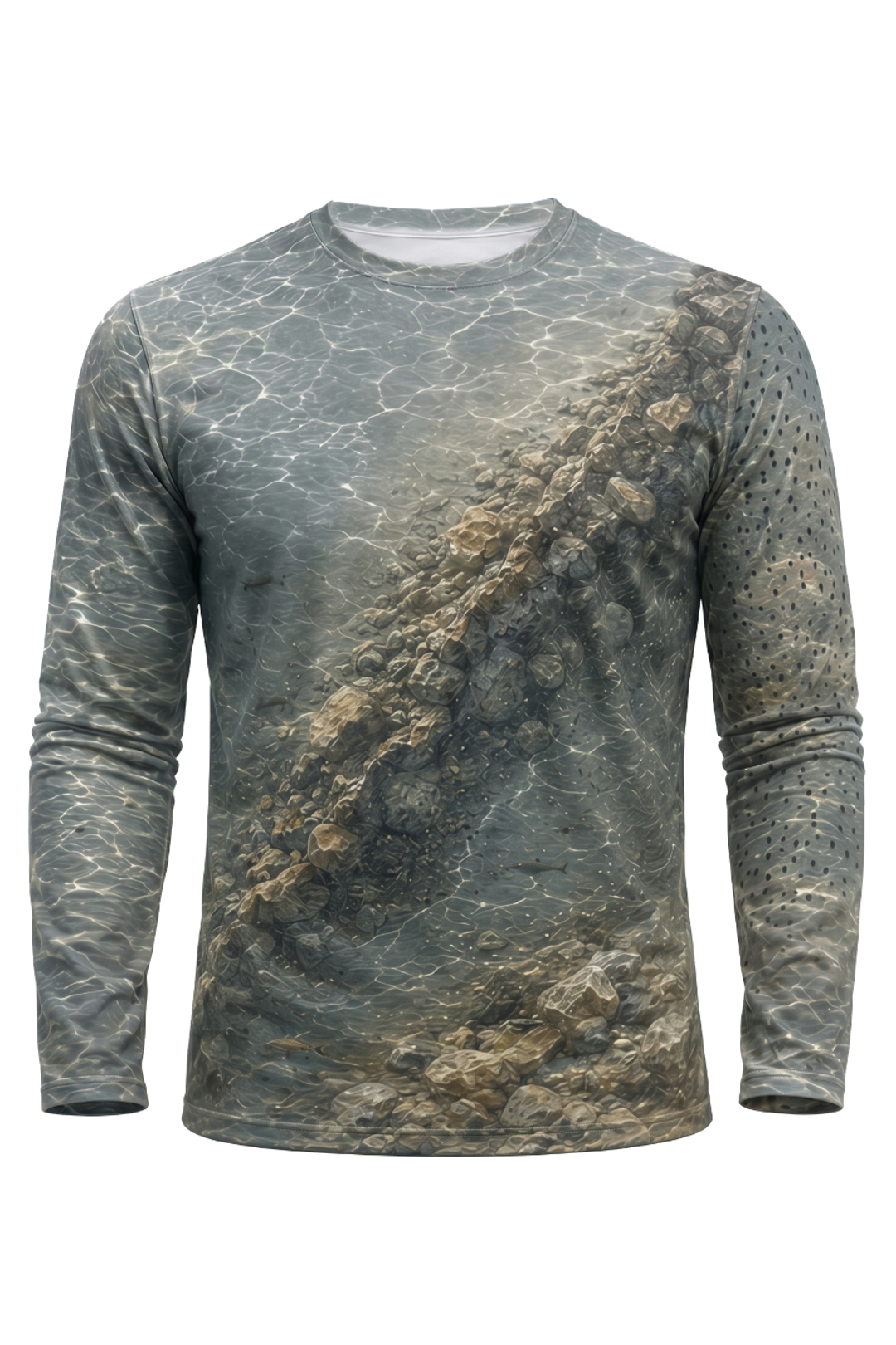 Performance Fishing Long Sleeve - Ozark Current Crown Brown - AOF81 mockup opposite side