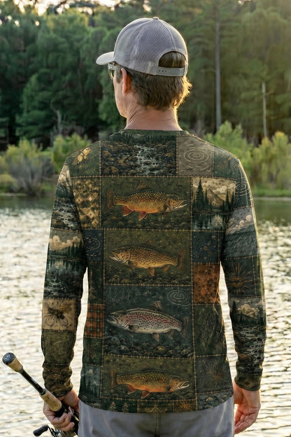 Performance Fishing Long Sleeve - Patchwork Trout Camp - RP06 lifestyle opposite side