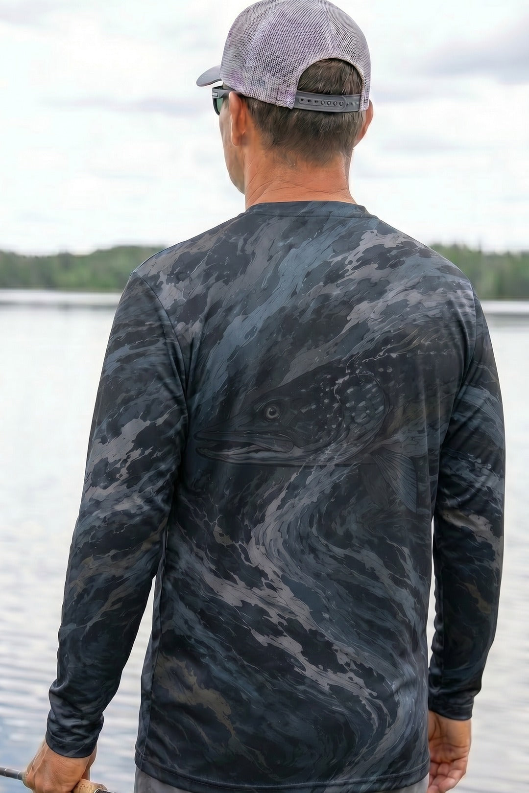 Performance Fishing Long Sleeve - Phantom Torrent Pike - TBT129 lifestyle artwork side
