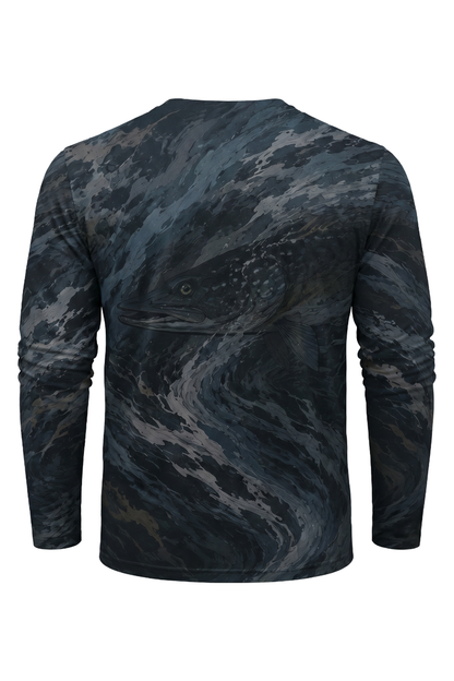 Performance Fishing Long Sleeve - Phantom Torrent Pike - TBT129 mockup artwork side