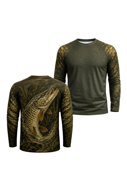 Performance Fishing Long Sleeve - Pike Armor - RNP03 two shirts front artwork