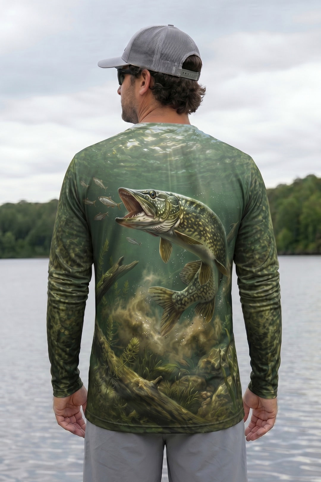 Performance Fishing Long Sleeve - Pike Strike Depth  - AOF94 lifestyle artwork side