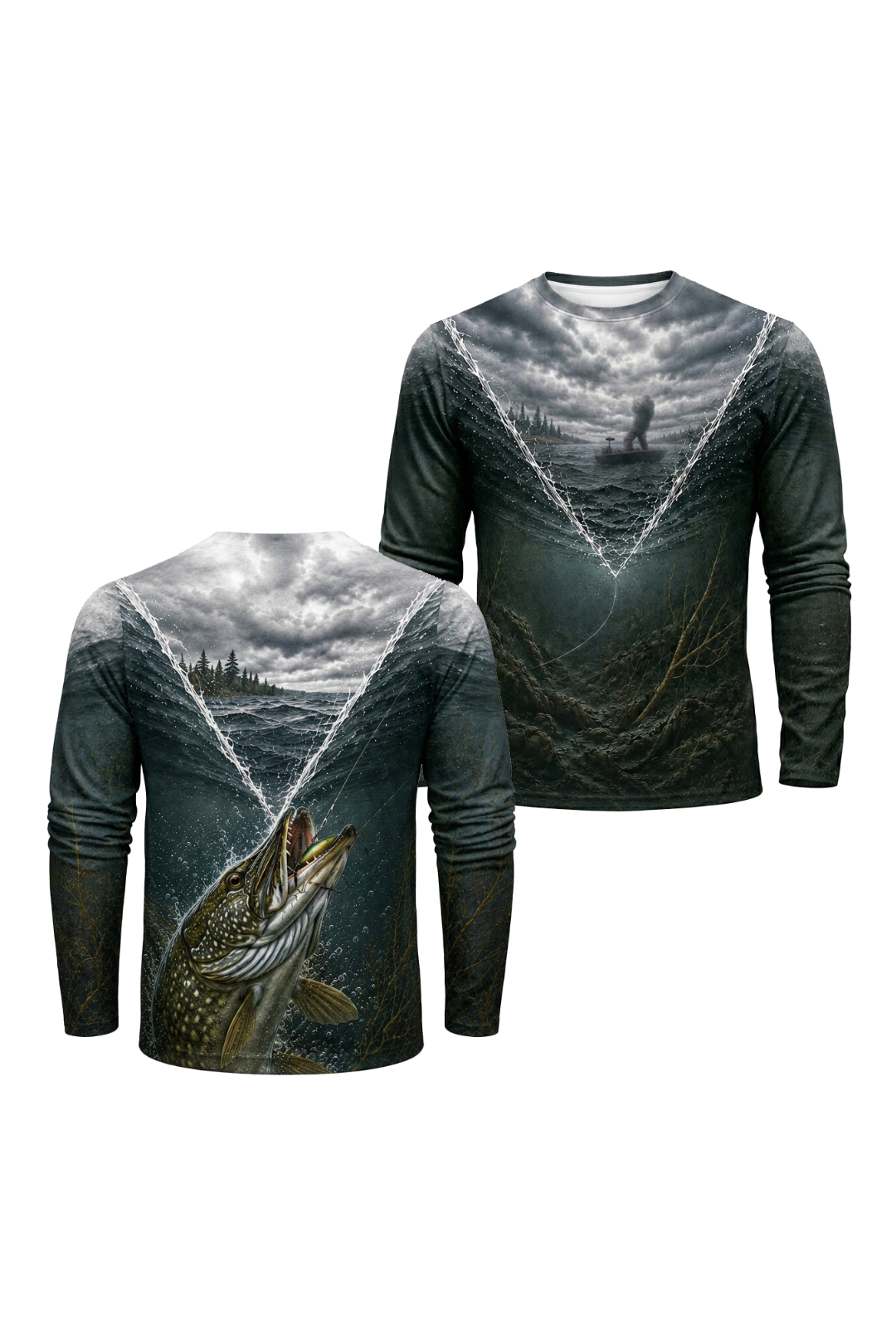 Performance Fishing Long Sleeve - Predator Window - RNP01 two shirts front artwork