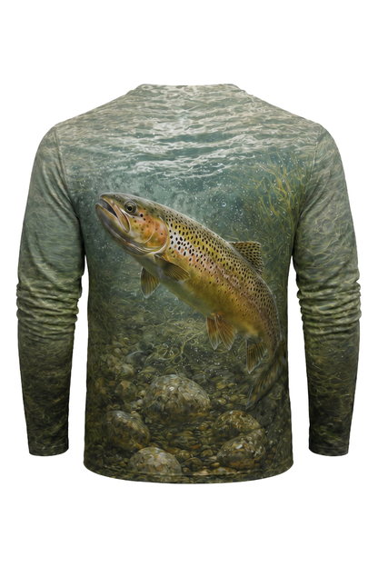 Performance Fishing Long Sleeve - Rainbow Trout Currentline - AOF39 mockup artwork side