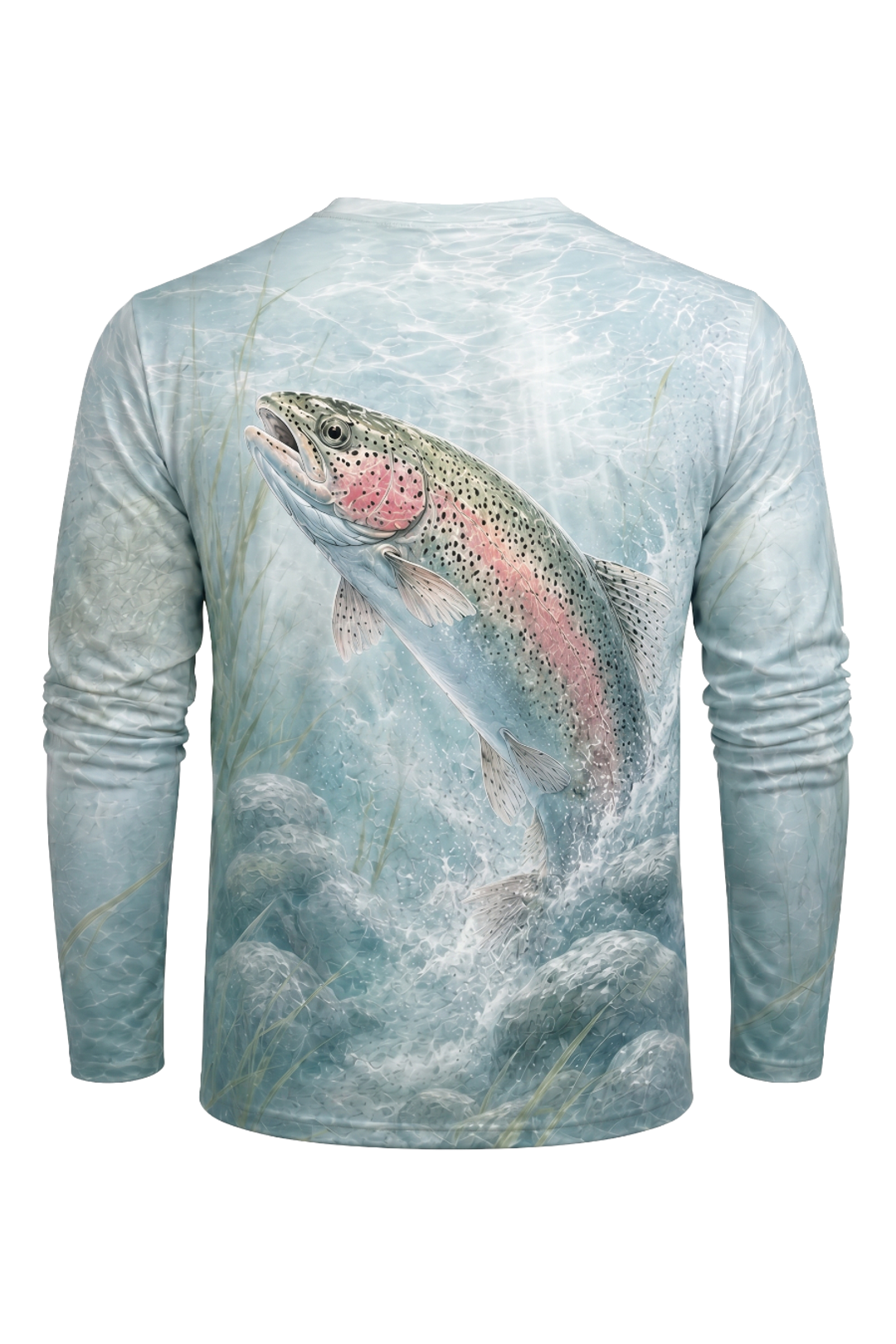 Performance Fishing Long Sleeve - Rainbow Trout Splash - AOF92 mockup artwork side