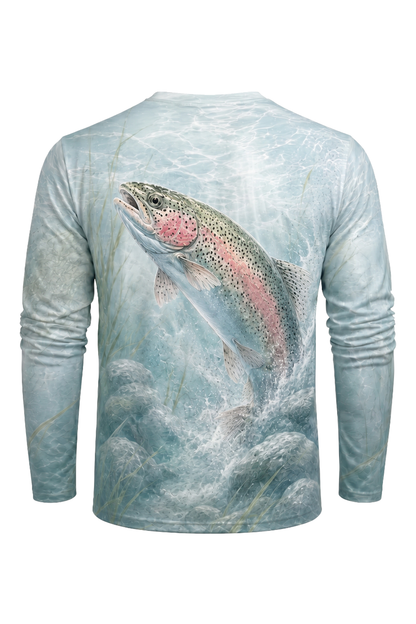 Performance Fishing Long Sleeve - Rainbow Trout Splash - AOF92 mockup artwork side