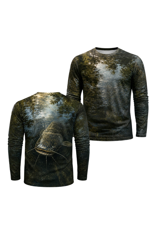 Performance Fishing Long Sleeve - Rainwater Catfish Shadow - RFC12 two shirts front artwork