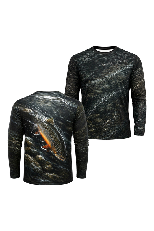 Performance Fishing Long Sleeve - Rapids Brook Trout - TBT174 two shirts front artwork