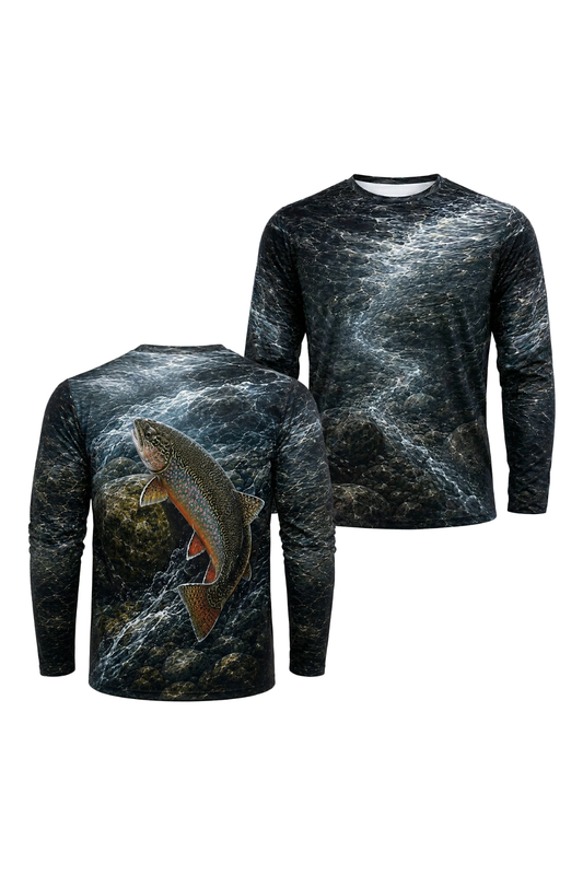 Performance Fishing Long Sleeve - Rapids Creek Brook - TBT178 two shirts front artwork