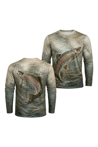 Performance Fishing Long Sleeve - Rapids Network Trout - TBT153 two shirts front artwork