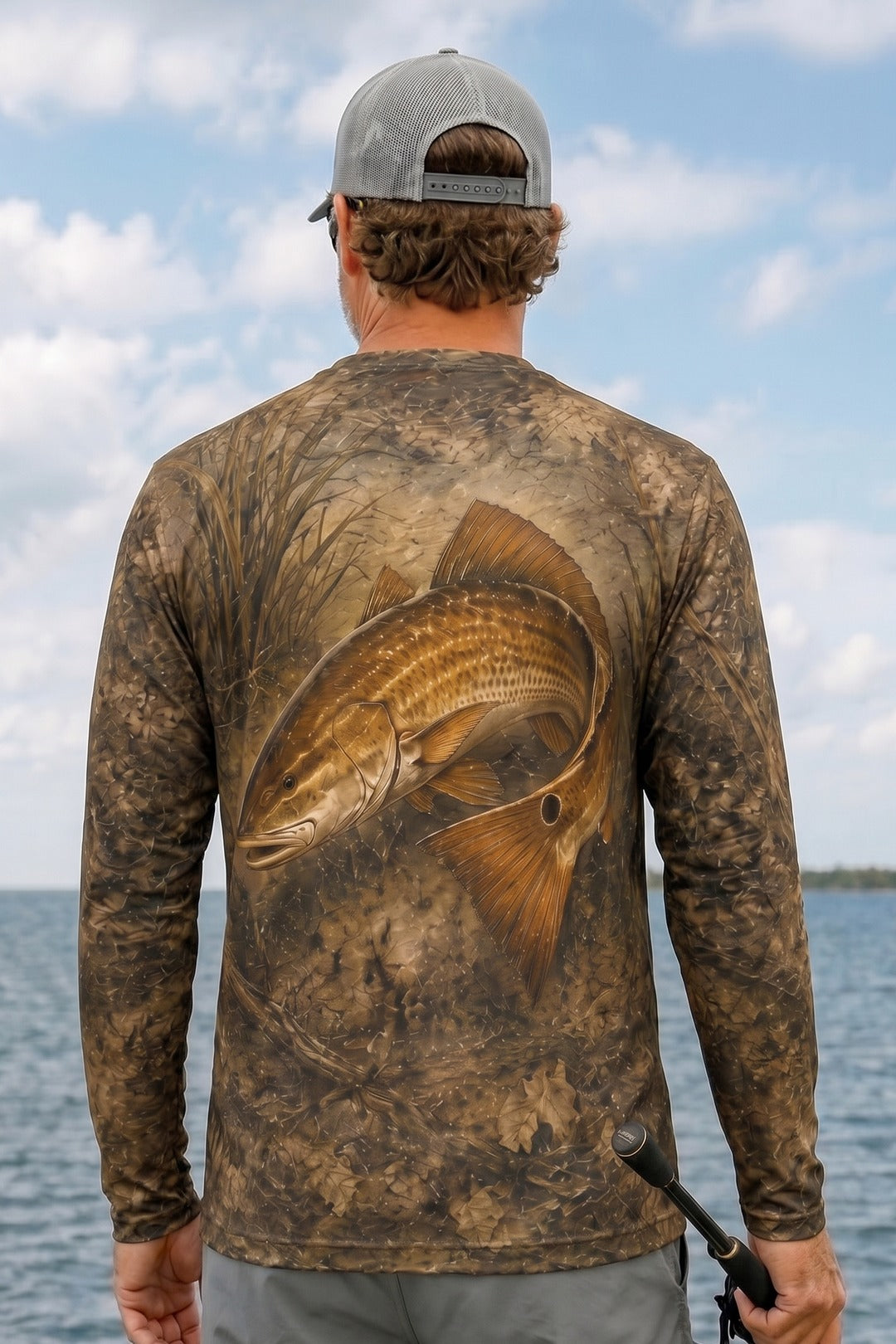 Performance Fishing Long Sleeve - Redfish Copper Tide Edge - AOF29 lifestyle artwork side