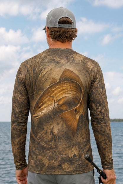 Performance Fishing Long Sleeve - Redfish Copper Tide Edge - AOF29 lifestyle artwork side