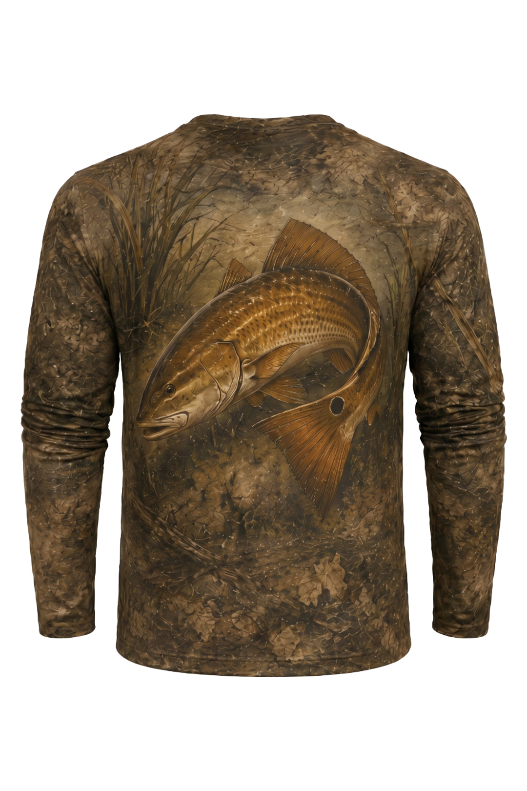 Performance Fishing Long Sleeve - Redfish Copper Tide Edge - AOF29 mockup artwork side