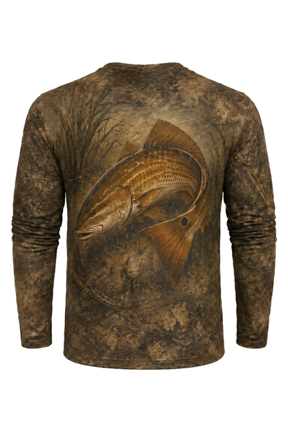 Performance Fishing Long Sleeve - Redfish Copper Tide Edge - AOF29 mockup artwork side