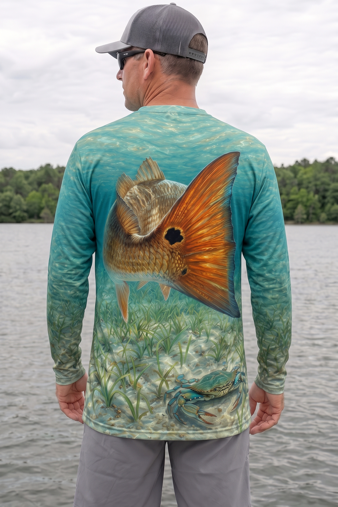 Performance Fishing Long Sleeve - Redfish Tailing Tide - AOF144 image 2