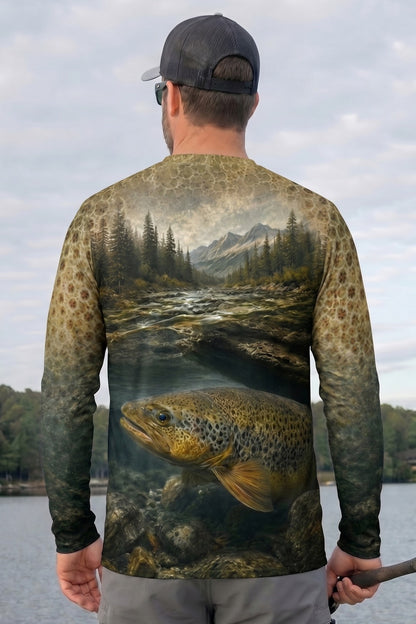 Performance Fishing Long Sleeve - River Brownie Lurk - TBT169 lifestyle artwork side