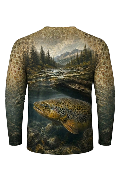 Performance Fishing Long Sleeve - River Brownie Lurk - TBT169 mockup artwork side