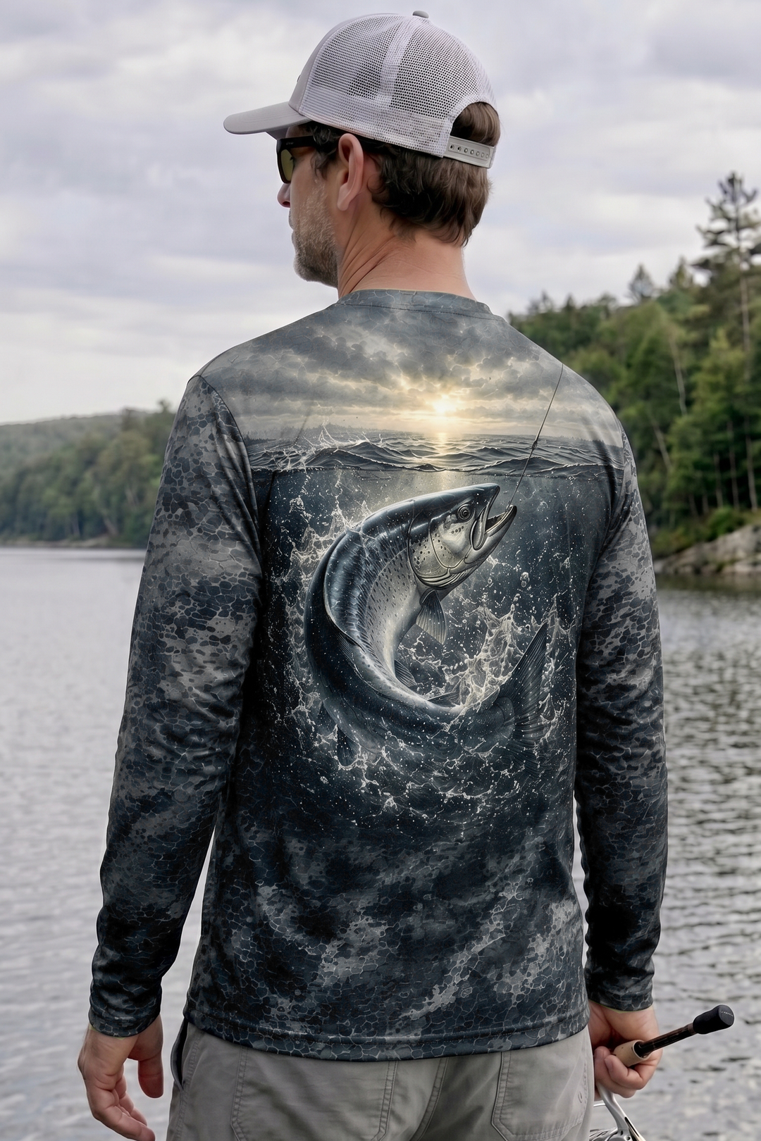 Performance Fishing Long Sleeve - River Salmon Breach - TBT166 lifestyle artwork side