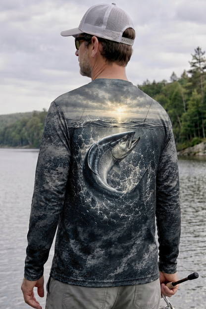Performance Fishing Long Sleeve - River Salmon Breach - TBT166 lifestyle artwork side