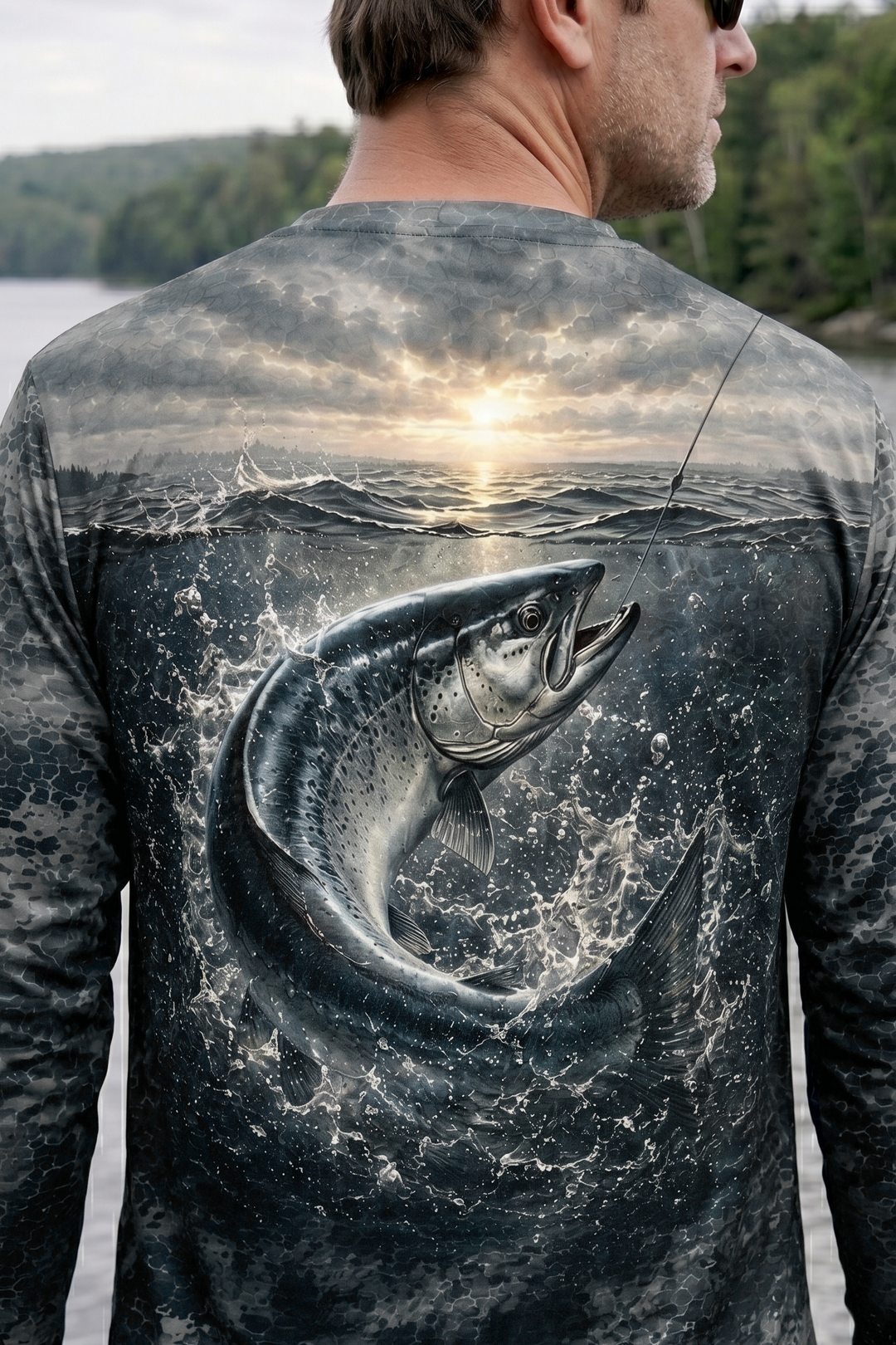 Performance Fishing Long Sleeve - River Salmon Breach - TBT166 lifestyle artwork zoom
