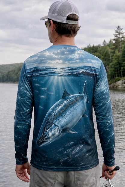 Performance Fishing Long Sleeve - River Salmon Depths - TBT167 lifestyle artwork side
