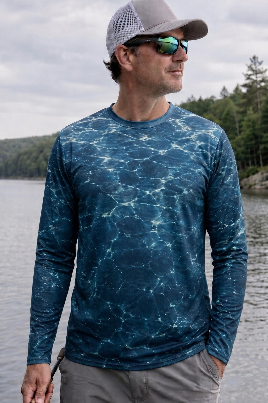 Performance Fishing Long Sleeve - River Salmon Depths - TBT167 lifestyle opposite side