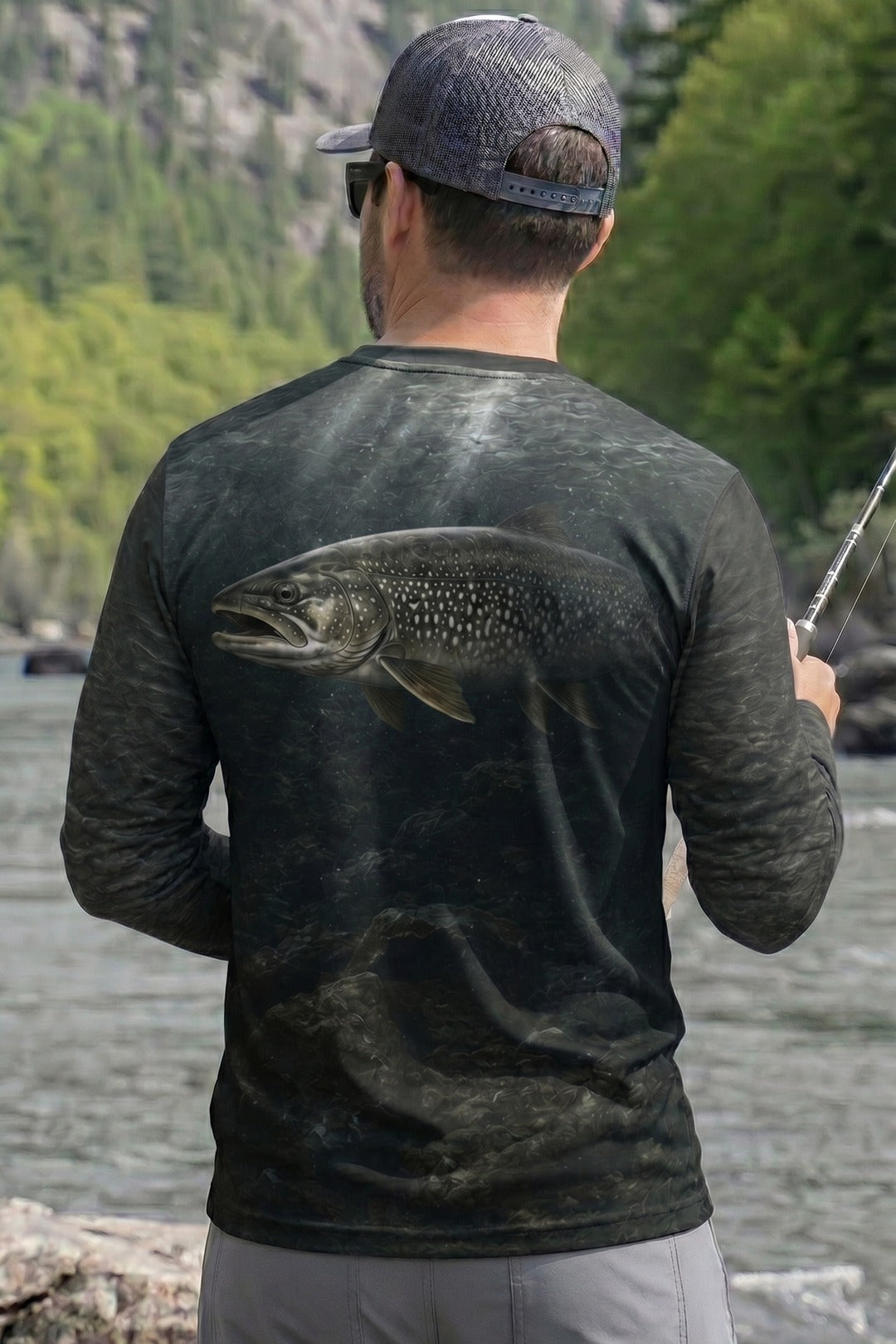 Performance Fishing Long Sleeve - River Trout Abyss - TBT162 lifestyle artwork side