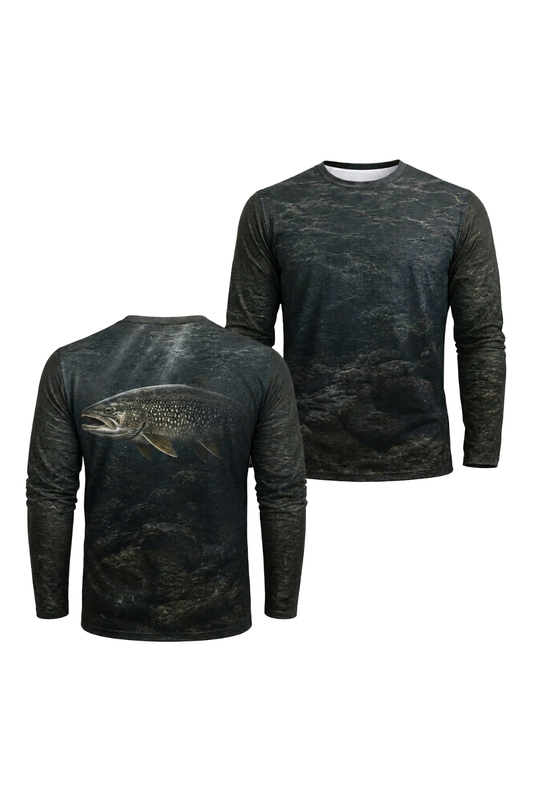 Performance Fishing Long Sleeve - River Trout Abyss - TBT162 two shirts front artwork