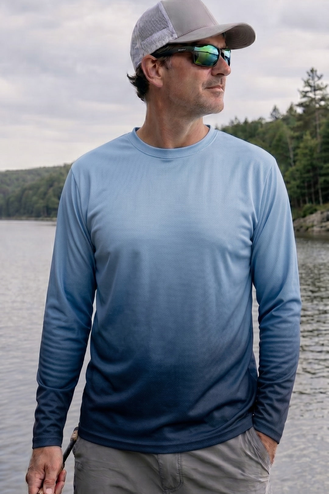 Performance Fishing Long Sleeve - River Trout Chase - TBT163 lifestyle opposite side