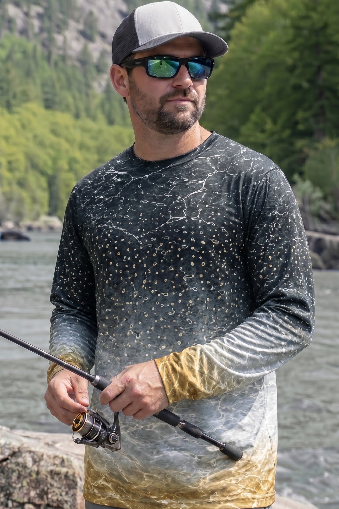 Performance Fishing Long Sleeve - River Trout Skin - TBT165 lifestyle artwork side