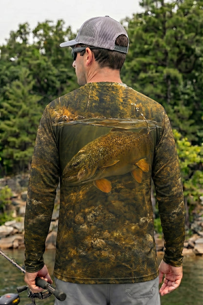 Performance Fishing Long Sleeve - Riverbed Brown Trout - TBT170 lifestyle artwork side