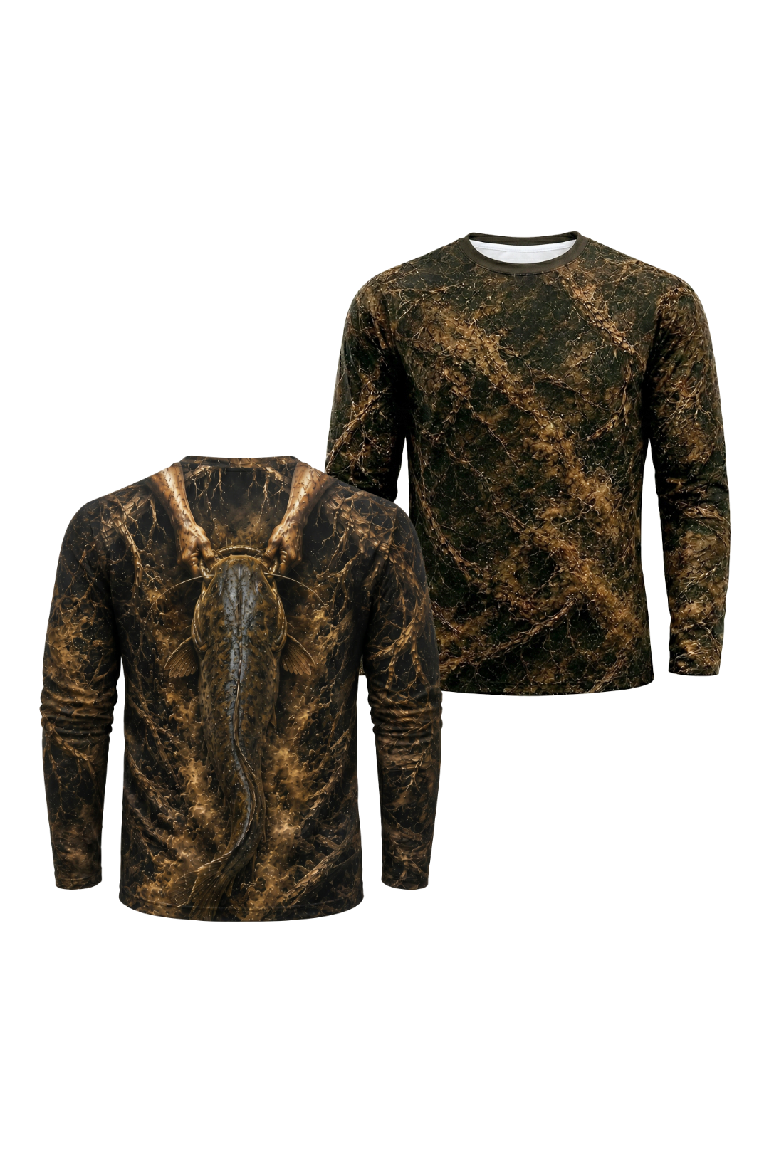 Performance Fishing Long Sleeve - Root Jaw Lift - RFC07 two shirts front artwork