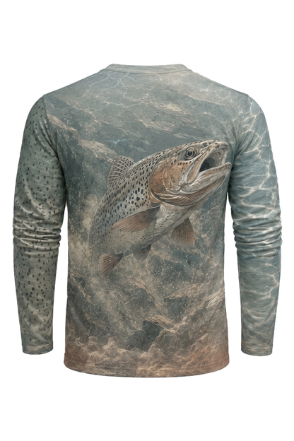 Performance Fishing Long Sleeve - Sagewater Cutthroat - AOF79 mockup artwork side