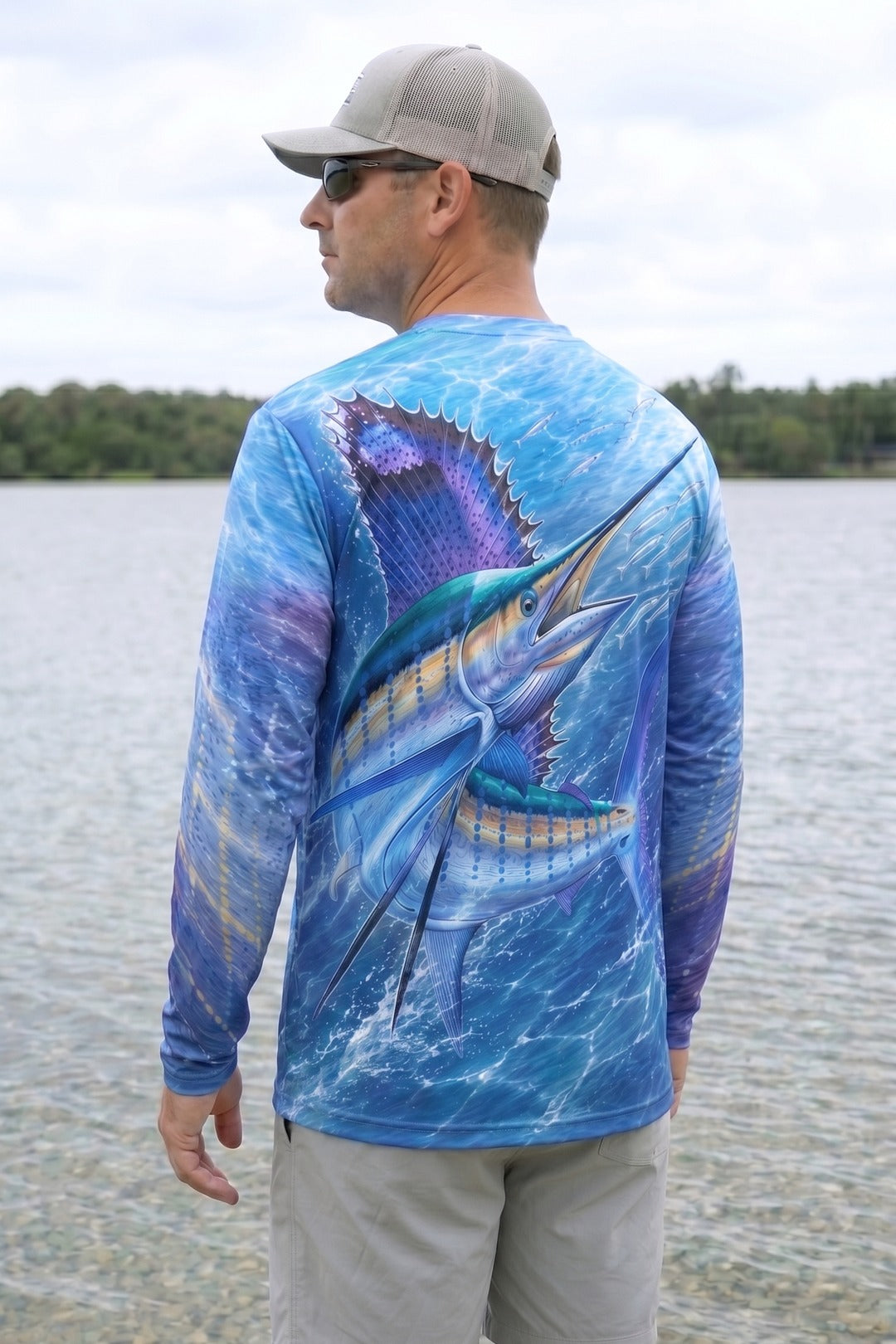 Performance Fishing Long Sleeve - Sailfish Velocity Reef - AOF114 lifestyle artwork side