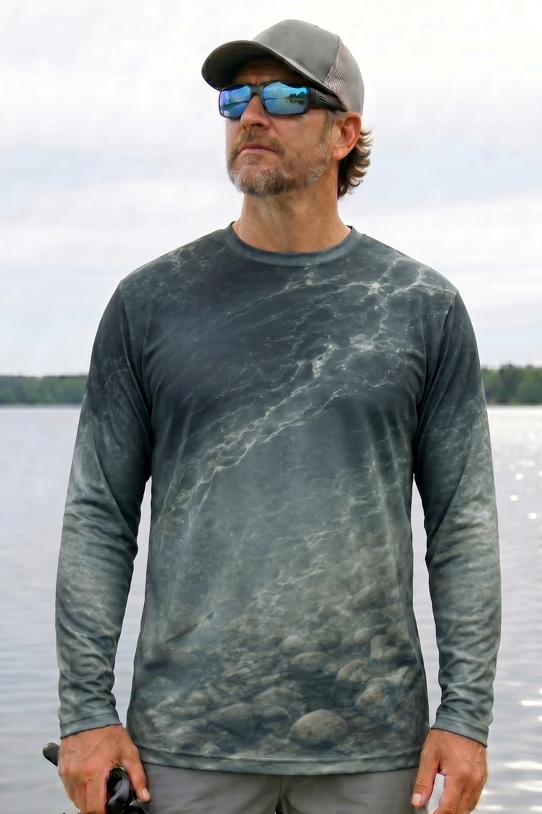 Performance Fishing Long Sleeve - Salmon Deep Glide - AOF61 lifestyle opposite side