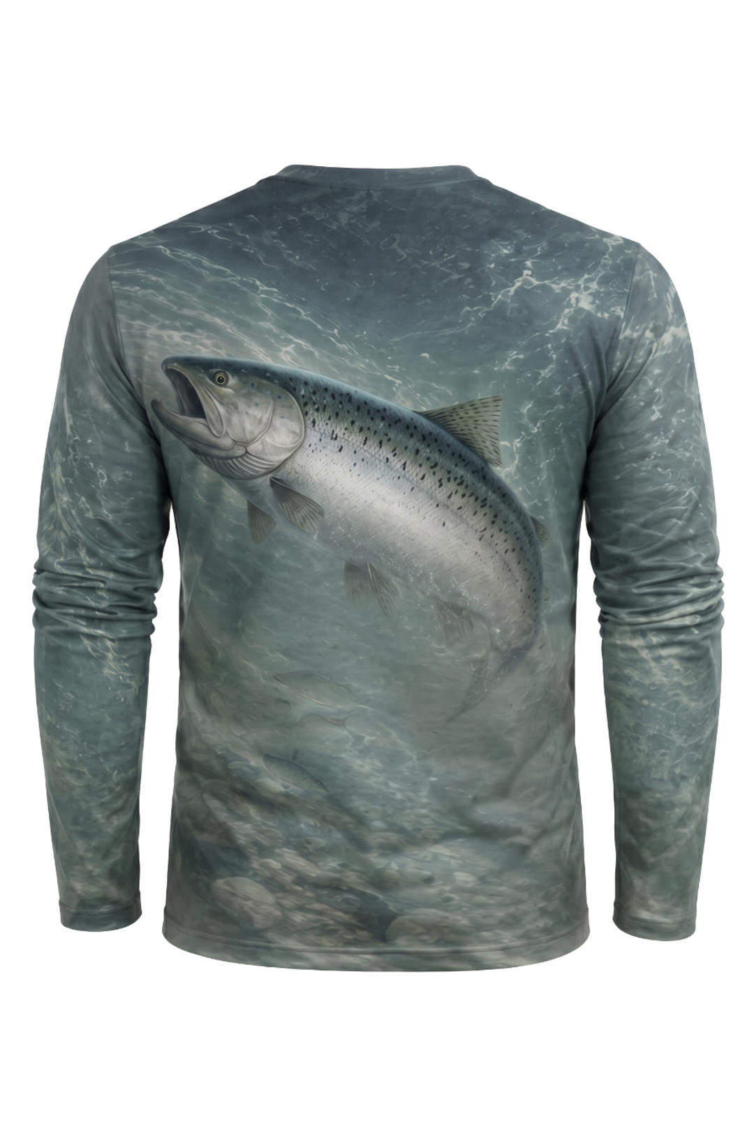 Performance Fishing Long Sleeve - Salmon Deep Glide - AOF61 mockup artwork side
