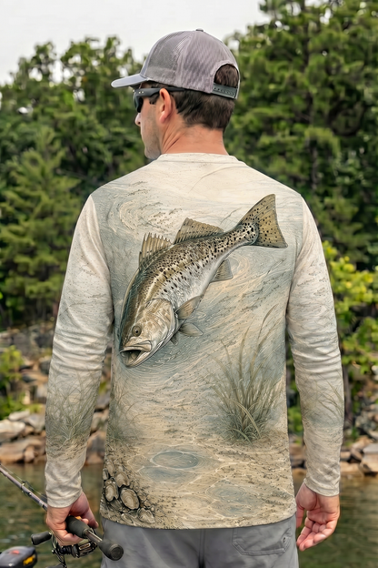 Performance Fishing Long Sleeve - Sandbar Speckled Trout - RT02 lifestyle artwork side
