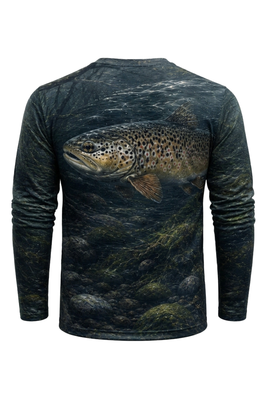 Performance Fishing Long Sleeve - Shadow Creek Brown Trout - RT07 mockup artwork side