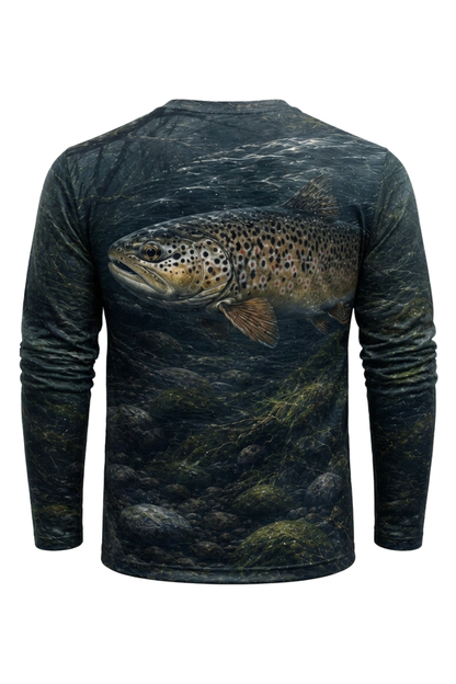 Performance Fishing Long Sleeve - Shadow Creek Brown Trout - RT07 mockup artwork side